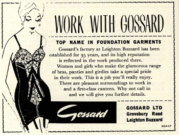 A Gossard advertisement from 1965 trying to attract workers